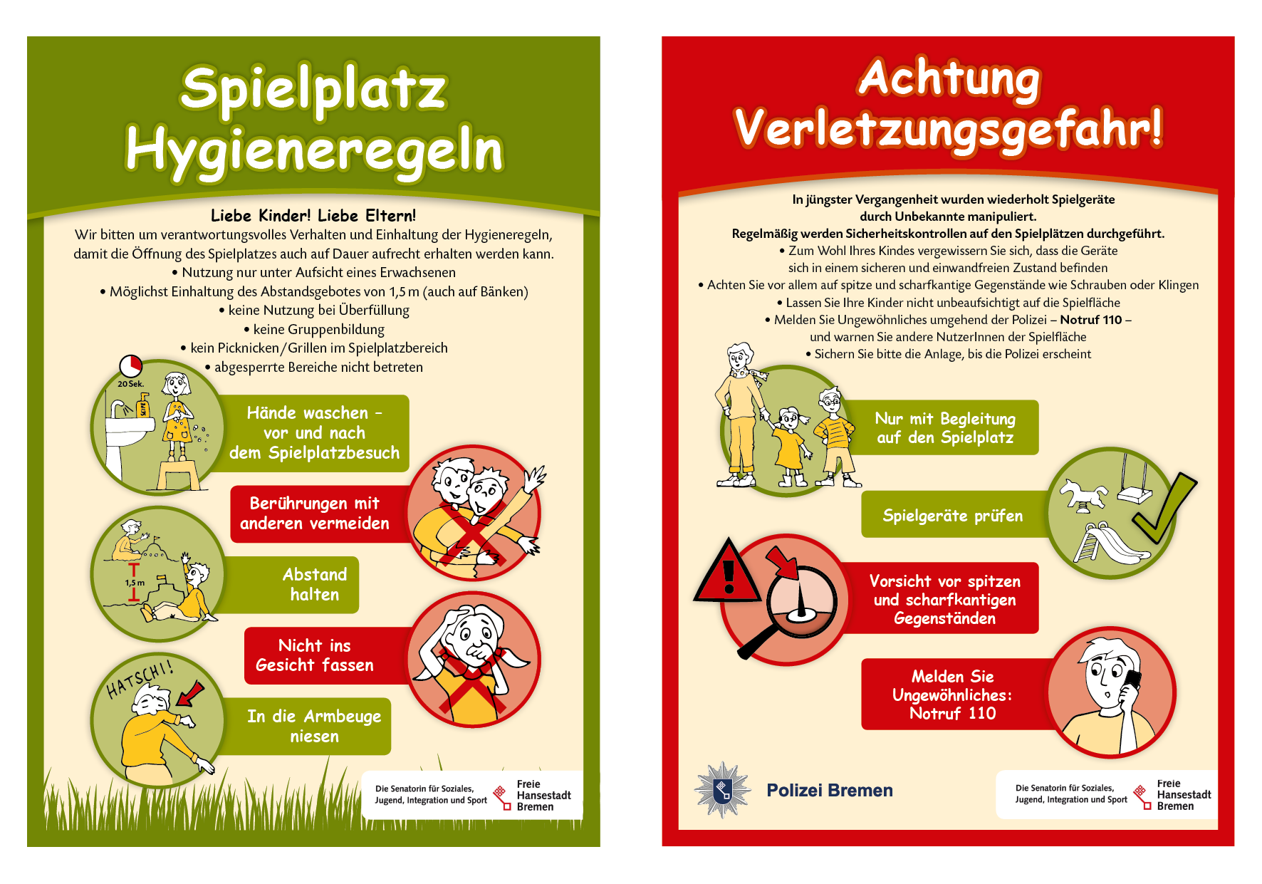 Illustrationen und Gestaltung von Informationsplakaten für die Freie Hansestadt Bremen / Polizei Bremen 
